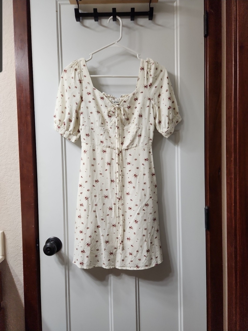 Simple Retro Puff Sleeve Floral Dress
